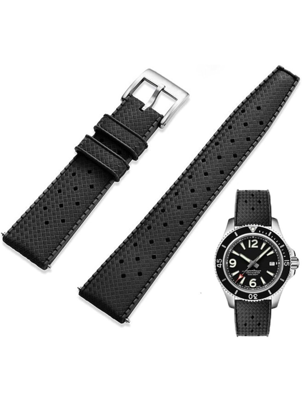 Tropical Style Quick Release FKM Rubber Watch Strap - Soft, Durable, Universal